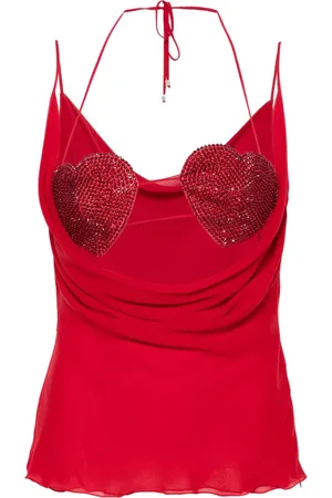 BLUMARINE Georgette-Top mit Strassverzierung