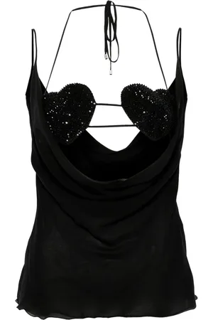 BLUMARINE Georgette-Top mit Strassverzierung