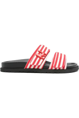 Msgm Gestreifte Canvas-Pantoletten