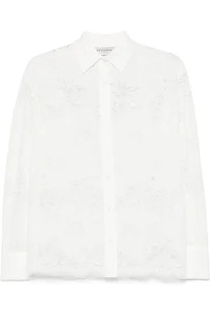 Ermanno Firenze Bluse mit Blumenstickerei
