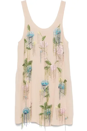 BLUMARINE Georgette-Kleid mit Blumenstickerei