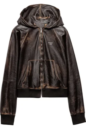 Prada Lederjacke mit Kapuze