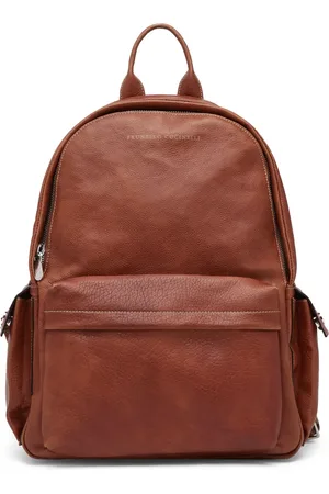 Brunello Cucinelli Rucksack aus Leder mit Logo-Stempel