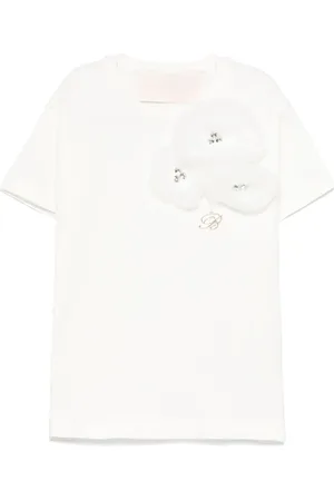 MISS BLUMARINE T-Shirt mit Blumenapplikationen
