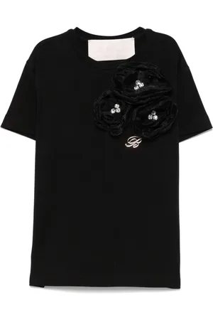 MISS BLUMARINE T-Shirt mit Blumenapplikationen