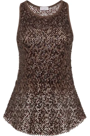Brunello Cucinelli Mesh-Top mit Pailletten
