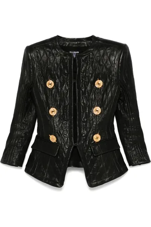 Balmain Gesteppte Lederjacke