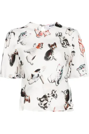 Msgm Bluse mit Hunde-Print