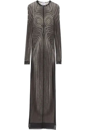 Jean Paul Gaultier Mesh-Maxikleid mit Spiral-Print