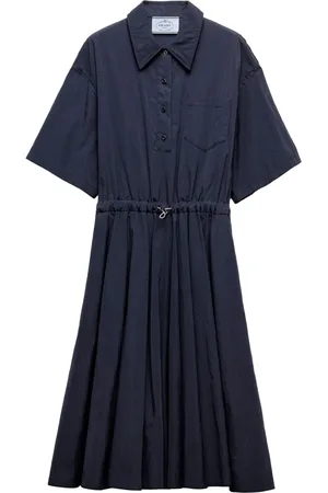 Prada Kurzärmeliges Pongé-Midikleid