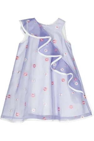 HUCKLEBONES LONDON Gerüschtes Midikleid mit Blumenstickerei
