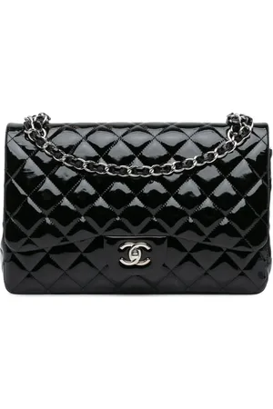 CHANEL 2010-2011 jumbo Classic Double Flap Schultertasche aus Lackleder