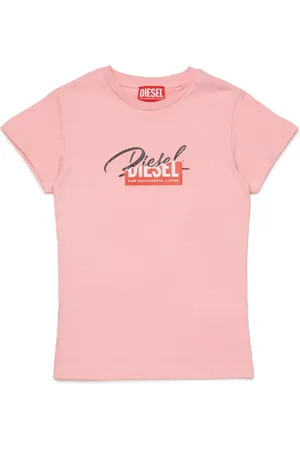 Diesel T-Shirt mit Logo-Print in Distressed-Optik