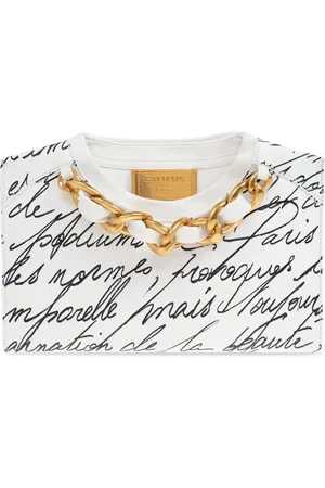 Balmain Clutch mit Kalligrafie-Print