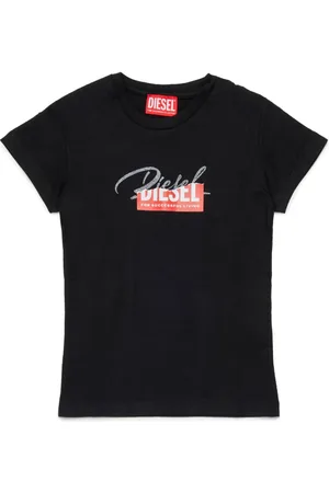 Diesel T-Shirt mit Logo-Print in Distressed-Optik