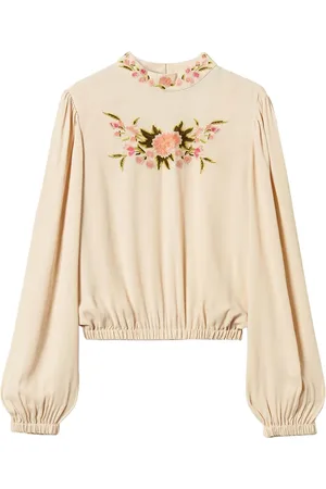 Twin-Set Bluse mit Blumenstickerei