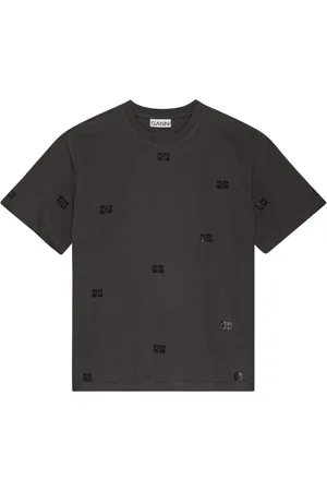 Ganni T-Shirt mit Logo-Verzierung
