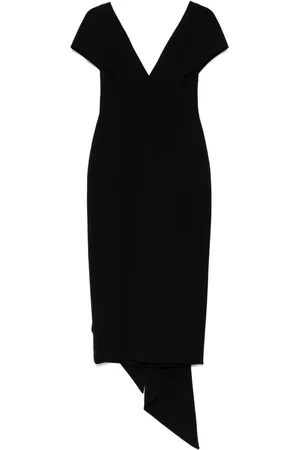 Amsale Italian Krepp-Midikleid mit V-Ausschnitt