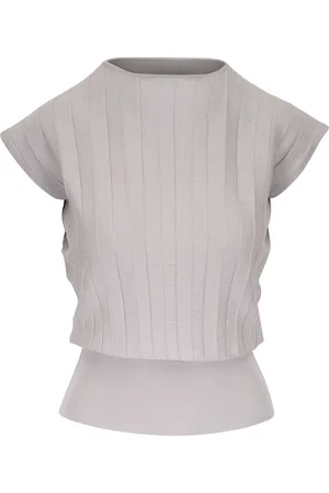 Agnona Plissierte Bluse mit geripptem Saum