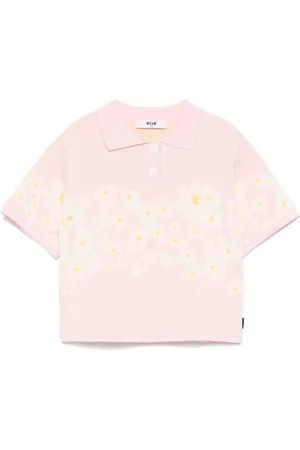 Msgm Poloshirt mit Blumen-Intarsie