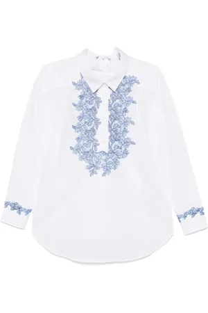 Ermanno Firenze Bluse mit Blumenspitze
