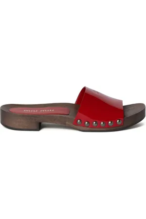 Miu Miu Pantoletten aus Leder