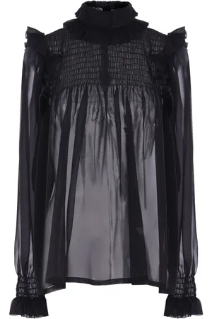 Saint Laurent Semi-transparente Kreppbluse