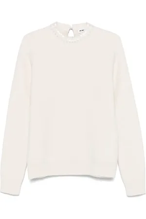 Jil Sander Pullover mit perlenverziertem Kragen
