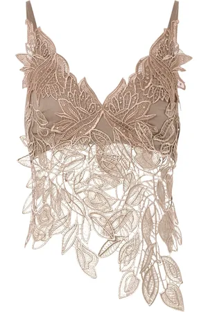 Alberta Ferretti Oberteil mit blumiger Stickerei
