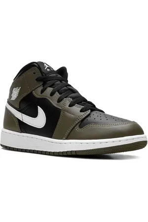 Jordan Jordan 1 Mid "Black/White/Medium Olive" Sneakers