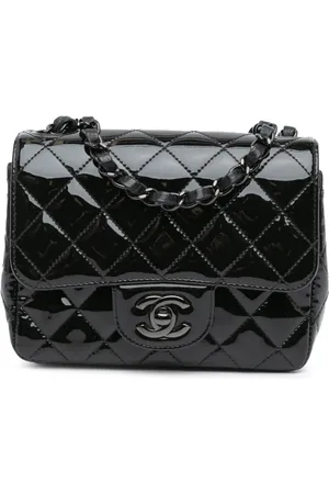 CHANEL 2021-2024 mini Square Classic Single Flap Umhängetasche aus Lackleder