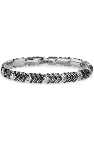 David Yurman Chevron Armband aus Sterlingsilber mit Diamanten