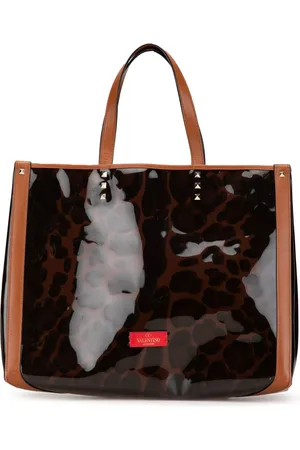 VALENTINO GARAVANI 2018-2024 kleine Rockstud Shopping Tote Bag mit Leoparden-Print