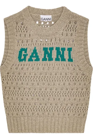Ganni Oberteil mit Intarsien-Logo