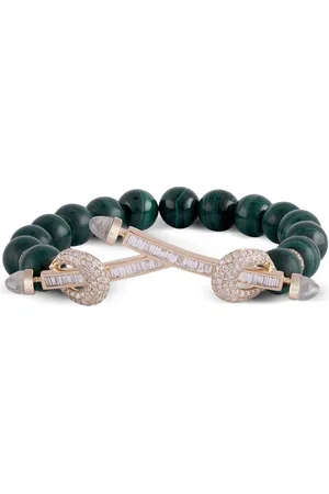 Ananya 18kt Chakra Twin Gelbgoldarmband mit Diamant und Malachit
