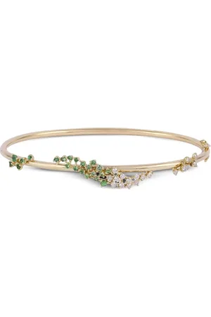 Ananya 18kt Scatter Gelbgoldarmreif mit Tsavorit und Diamanten