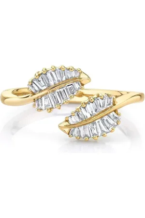 Anita 18kt Palm Leaf Gelbgoldring mit Diamant
