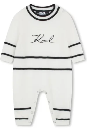 Karl Lagerfeld Gestreifter Strampler mit Logo-Print