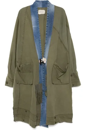 GREG LAUREN Mantel mit Kontrasteinsätzen