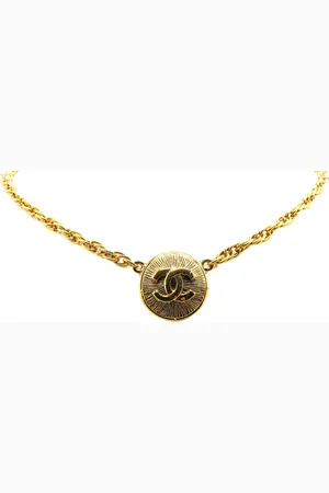 CHANEL 20th Century vergoldete Halskette mit rundem CC-Anhänger