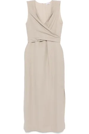 Brunello Cucinelli Midikleid in Wickeloptik