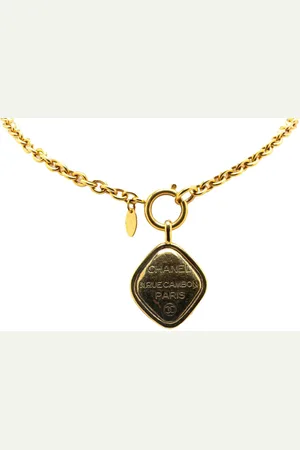 CHANEL 1970-1980 vergoldete Halskette mit rundem 31 Rue Cambon-Anhänger
