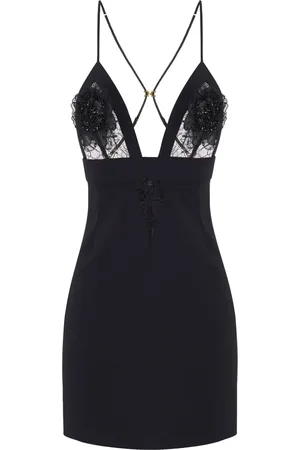Elisabetta Franchi Minikleid aus Spitze mit Blumenapplikation