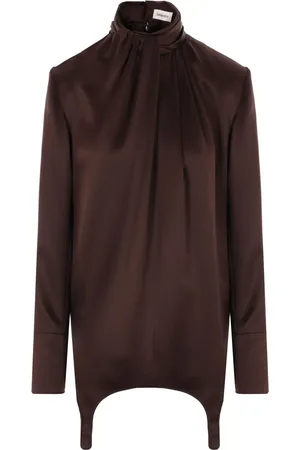 Saint Laurent Seidenbluse mit Strumpfhalter