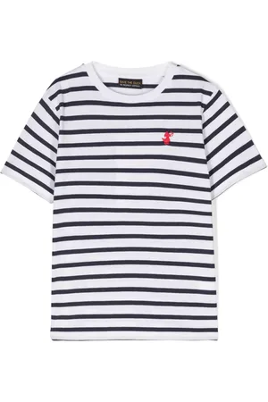 save the duck Gestreiftes Fox T-Shirt mit Logo-Stickerei