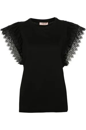 Twin-Set Bluse mit bestickten Ärmeln
