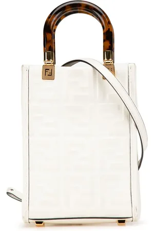 Fendi 2010-2024 mini Sunshine Satchel-Tasche aus Leder mit Zucca-Prägung