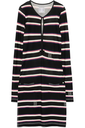 CHANEL Gestreiftes Midikleid