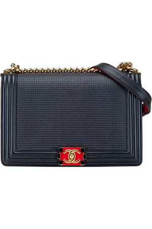 CHANEL 2013-2014 New Medium Cube Boy Flap Umhängetasche mit geprägtem Lammleder
