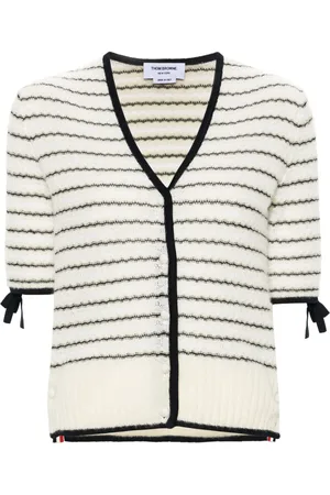 Thom Browne Gestreifter Cardigan mit Schleife
